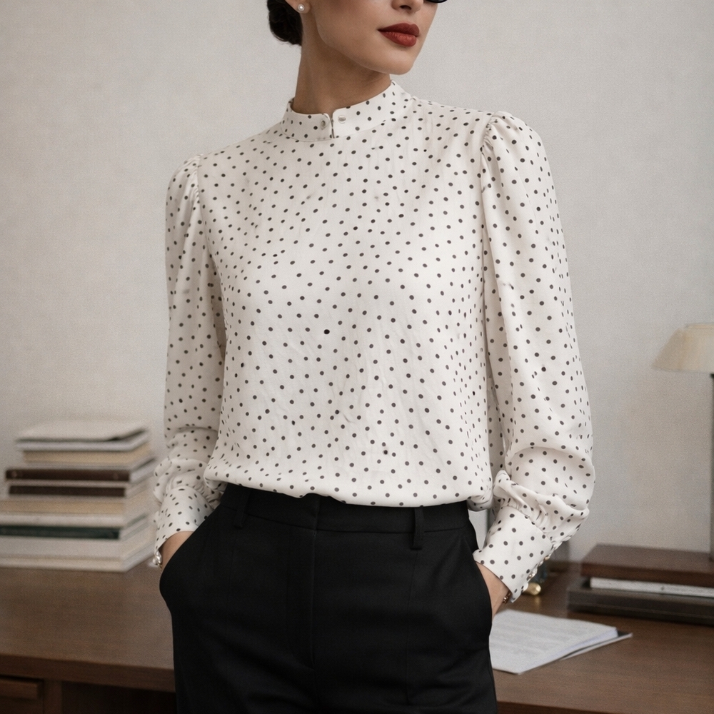 Chic Renuard White Polka Dot Blouse